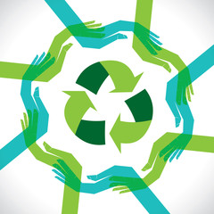 hand show the recycling stock vector
