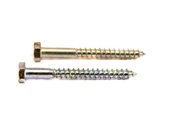 two screw nails isolated on white