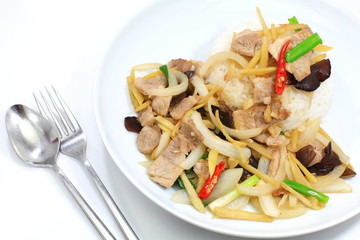 Stir fried pork with ginger and mixed vegetables