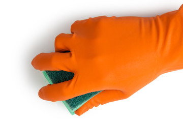 hand in glove with sponge