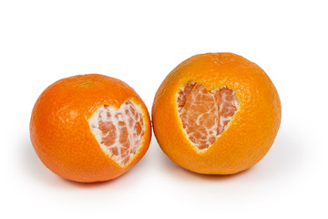 pair of tangerines with hearts