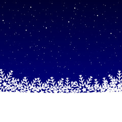 Blauer Sternenhimmel mit Schneeflocken