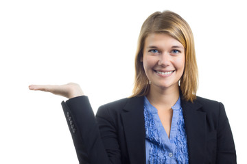 Young Woman Presenting Product