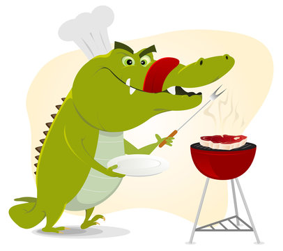 Cartoon Crocodile BBQ