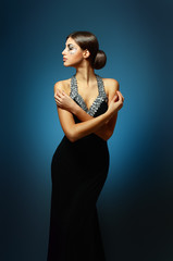 beautiful woman in sexy evening dress