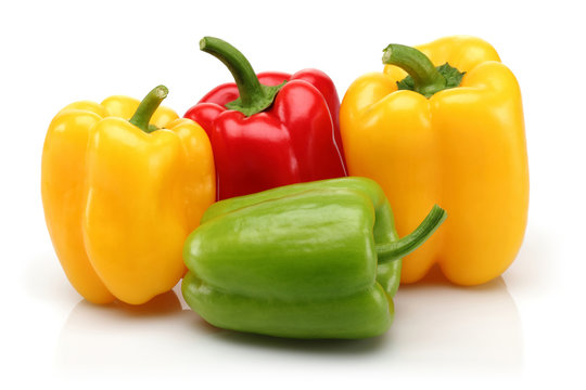 Red, yellow and green bell pepper group