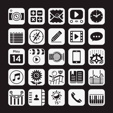 Application  icons for smartphone and web. Vector illustration.
