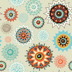 vintage detailed ornament background with colorful circles