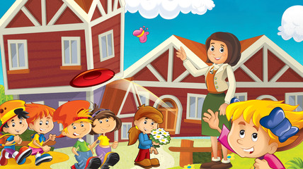 The kids on the playground - illustration for the children