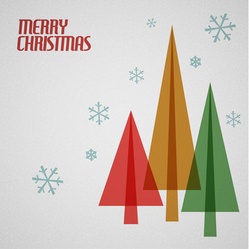 Retro Christmas card with christmas trees