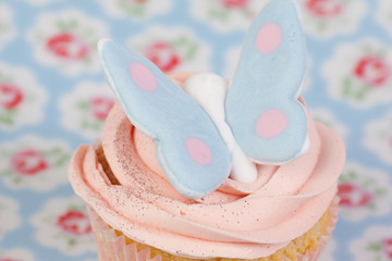 cupcake with blue butterfly
