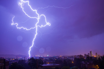 Lightning hits the city