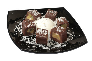 Sweet fruit roll with chocolate