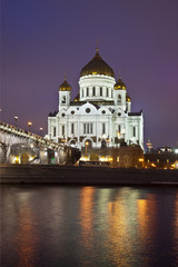 Fototapeta na wymiar Night Moscow. Orthodox Church