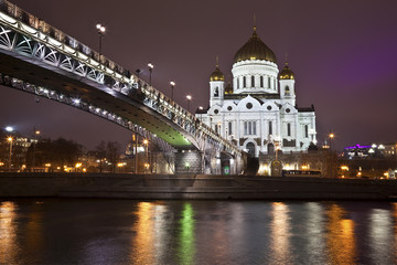 Obraz na płótnie Canvas Night Moscow. Orthodox Church