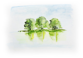 Three lonely trees