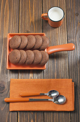 Top view of biscuits in orange pan