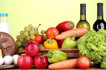 Composition with vegetables  in wicker basket