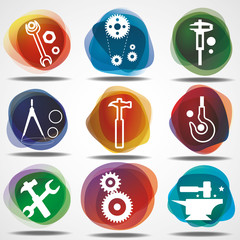 Set of mechanical  icons.