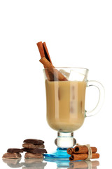 Latte in glass isolated on white