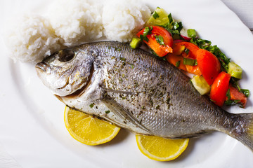 Baked dorado fish