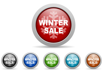 winter sale vector icon set