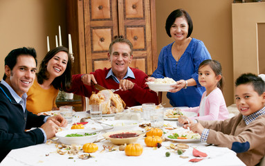 Multi Generation Family Celebrating Thanksgiving