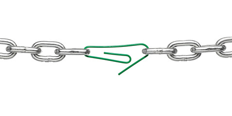 broken metal chain link paper clip office