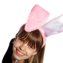smiling girl with bunny ears © aigarsr