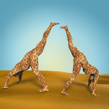 Man and Woman Forming Giraffe