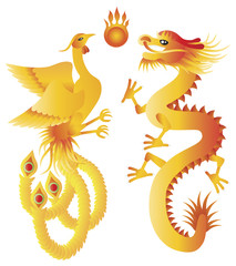 Dragon and Phoenix Chinese Symbols Illustration