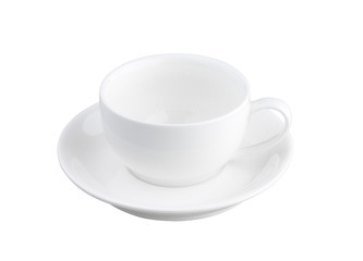 An empty ceramic cup of tea or coffee with causer