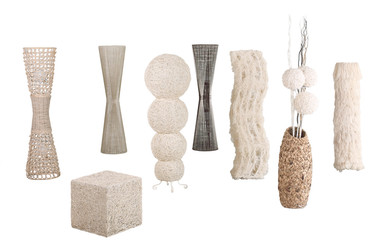 Modern design of rattan, bamboo and water hyacinth floor lamps