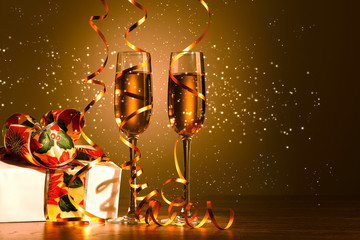Glasses of champagne at new year party