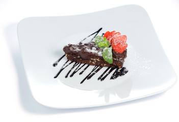 Chocolate cake with strawberries strawberries