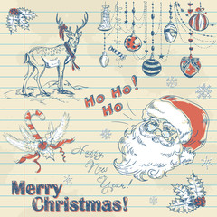 Hand drawn vintage Christmas elements - 47531712