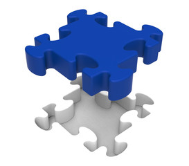 Fototapeta premium Jigsaw Piece Shows Simple Isolated Challenge
