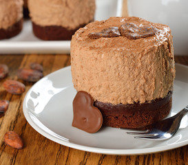 Chocolate cakes on a brown table
