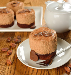 Chocolate cakes on a brown table