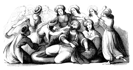 1001 Nights - Harem Scene : Sultan & Wifes