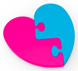 Two-Colored Heart Puzzle Shows Marriage