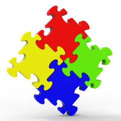 Multicolored Puzzle Square Showing Union