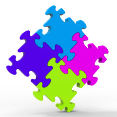 Multicolored Puzzle Square Shows Unity