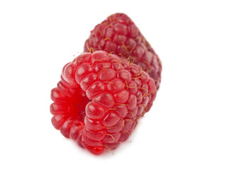 ripe raspberries isolated