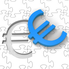 Euro Puzzle Showing Europe Finances
