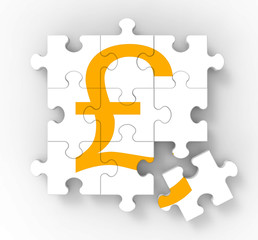 Fototapeta premium Pound Puzzle Showing Great Britain Banking Status