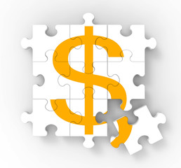 Fototapeta premium Dollar Puzzle Shows American Wealth