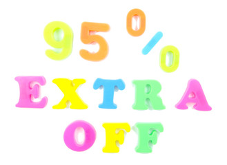 95% extra off written in fridge magnets