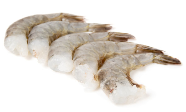 Raw prawns isolated on white