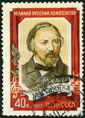 USSR -1957: shows Mikhail Ivanovich Glinka (1804-1857), Composer